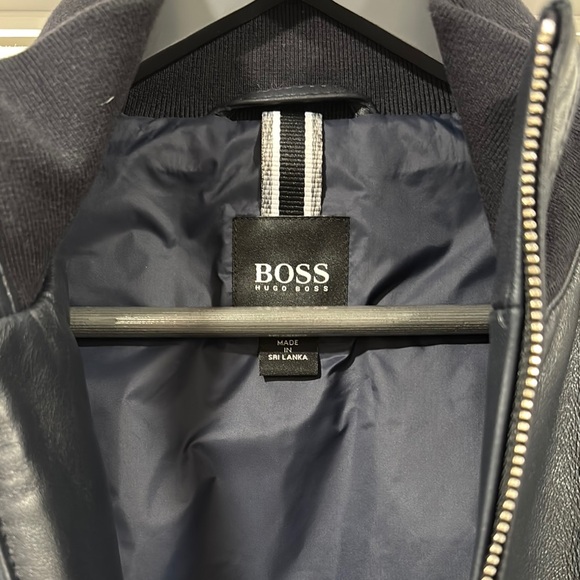 Boss Blue Bomber Jacket with Ribbed Cuffs - Picture 5 of 9